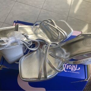 Trary Silver Strappy Heels